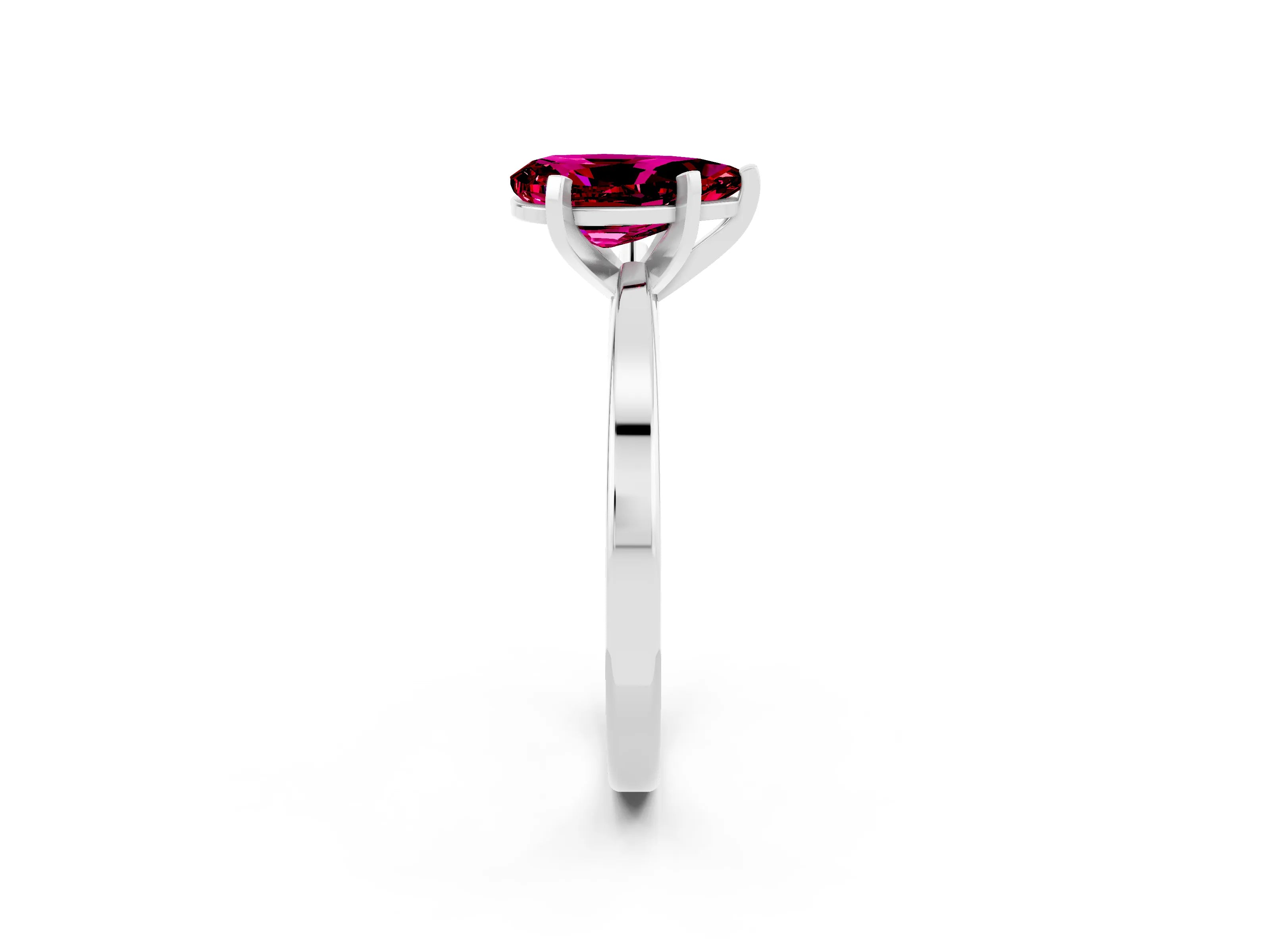 White gold Pear Cut Garnet Solitaire Engagement Ring with Classic Band and Four-Prong Setting_38