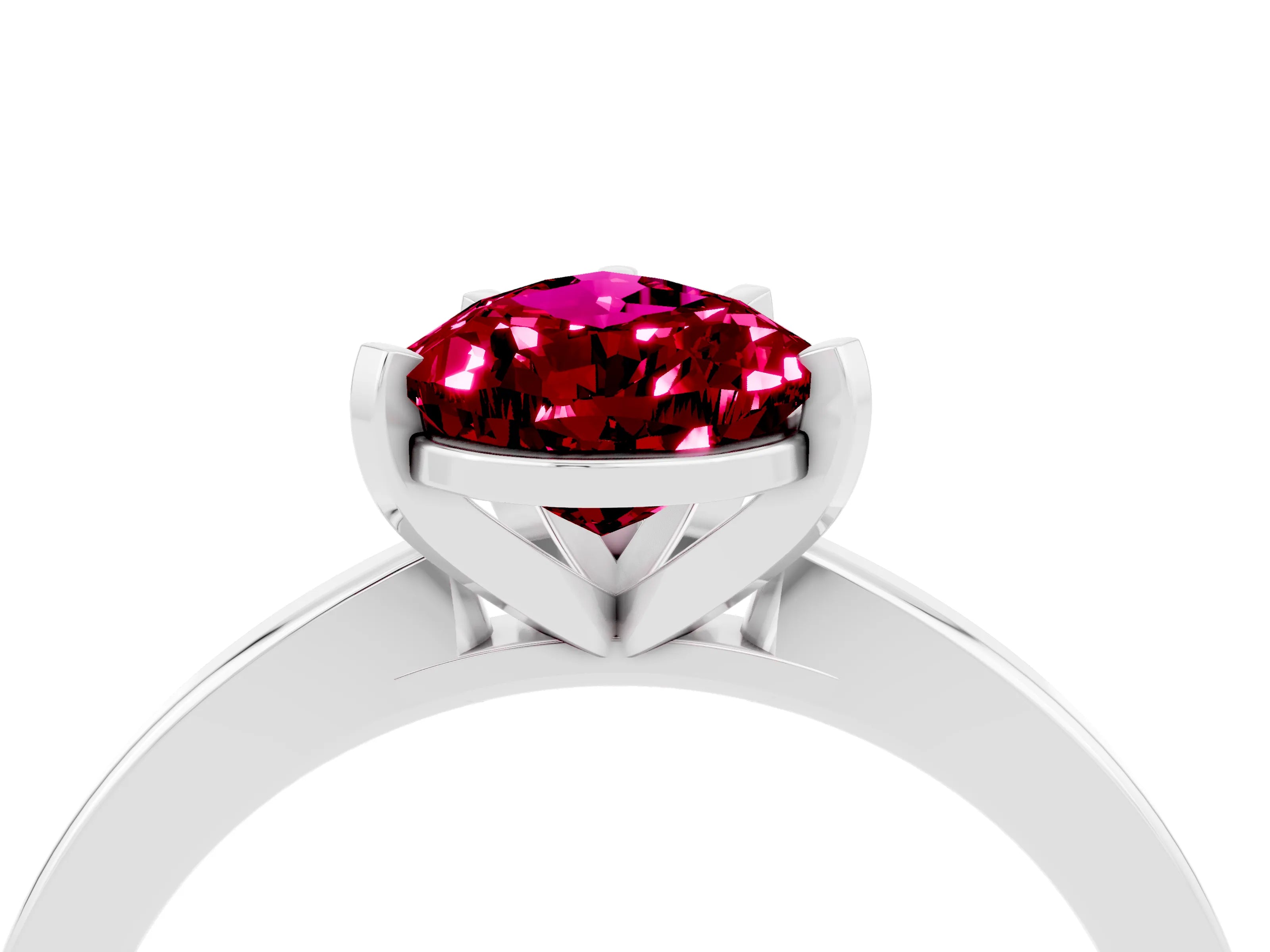 White gold Pear Cut Garnet Solitaire Engagement Ring with Classic Band and Four-Prong Setting_40