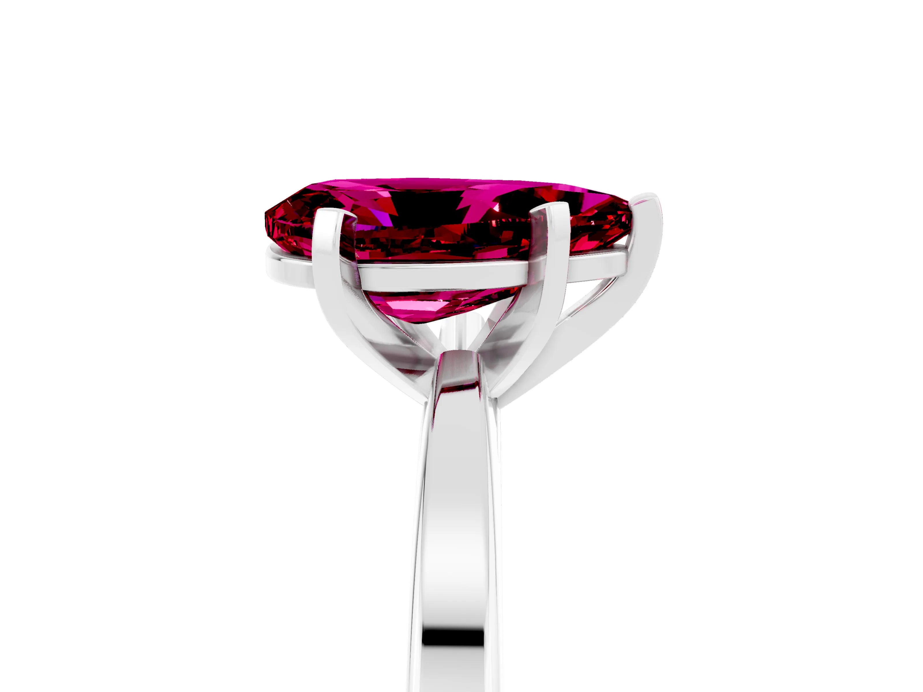 White gold Pear Cut Garnet Solitaire Engagement Ring with Classic Band and Four-Prong Setting_41