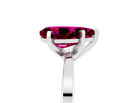 White gold Pear Cut Garnet Solitaire Engagement Ring with Classic Band and Four-Prong Setting_41