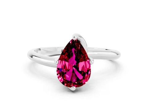 White gold Pear Cut Garnet Solitaire Engagement Ring with Four-Prong Setting and Classic Band_12