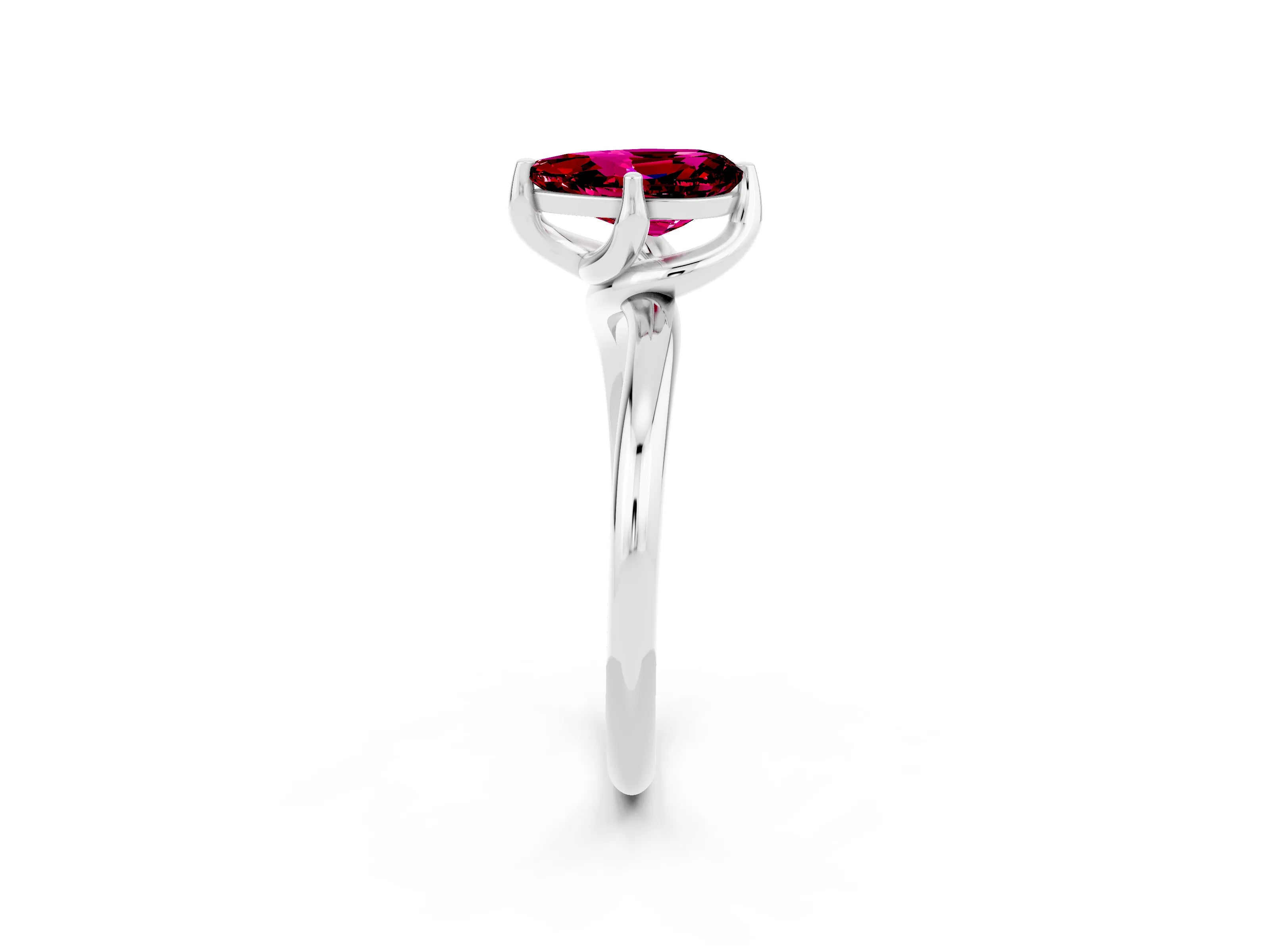 White gold Pear Cut Garnet Solitaire Engagement Ring with Four-Prong Setting and Classic Band_14