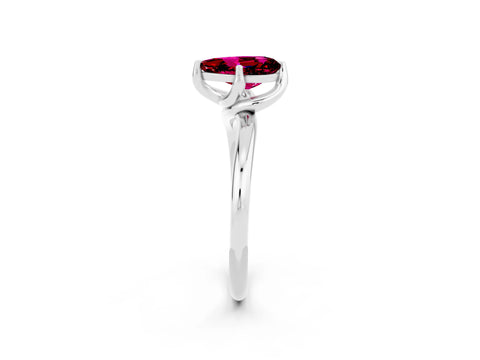 White gold Pear Cut Garnet Solitaire Engagement Ring with Four-Prong Setting and Classic Band_14
