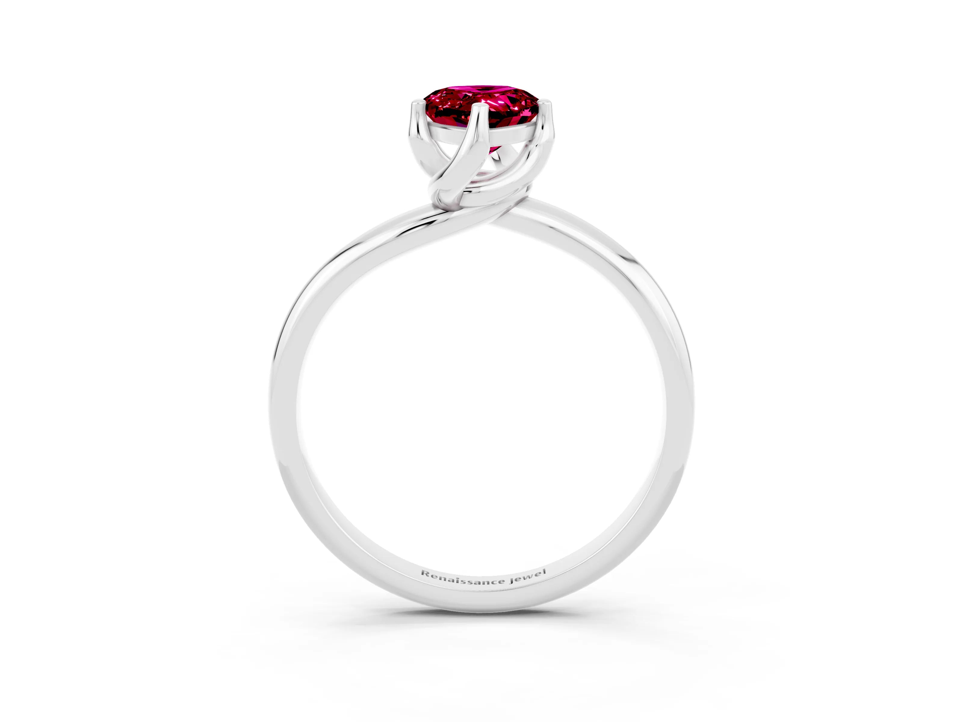 White gold Pear Cut Garnet Solitaire Engagement Ring with Four-Prong Setting and Classic Band_15