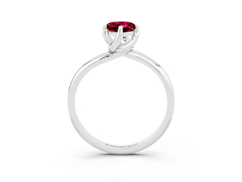 White gold Pear Cut Garnet Solitaire Engagement Ring with Four-Prong Setting and Classic Band_15