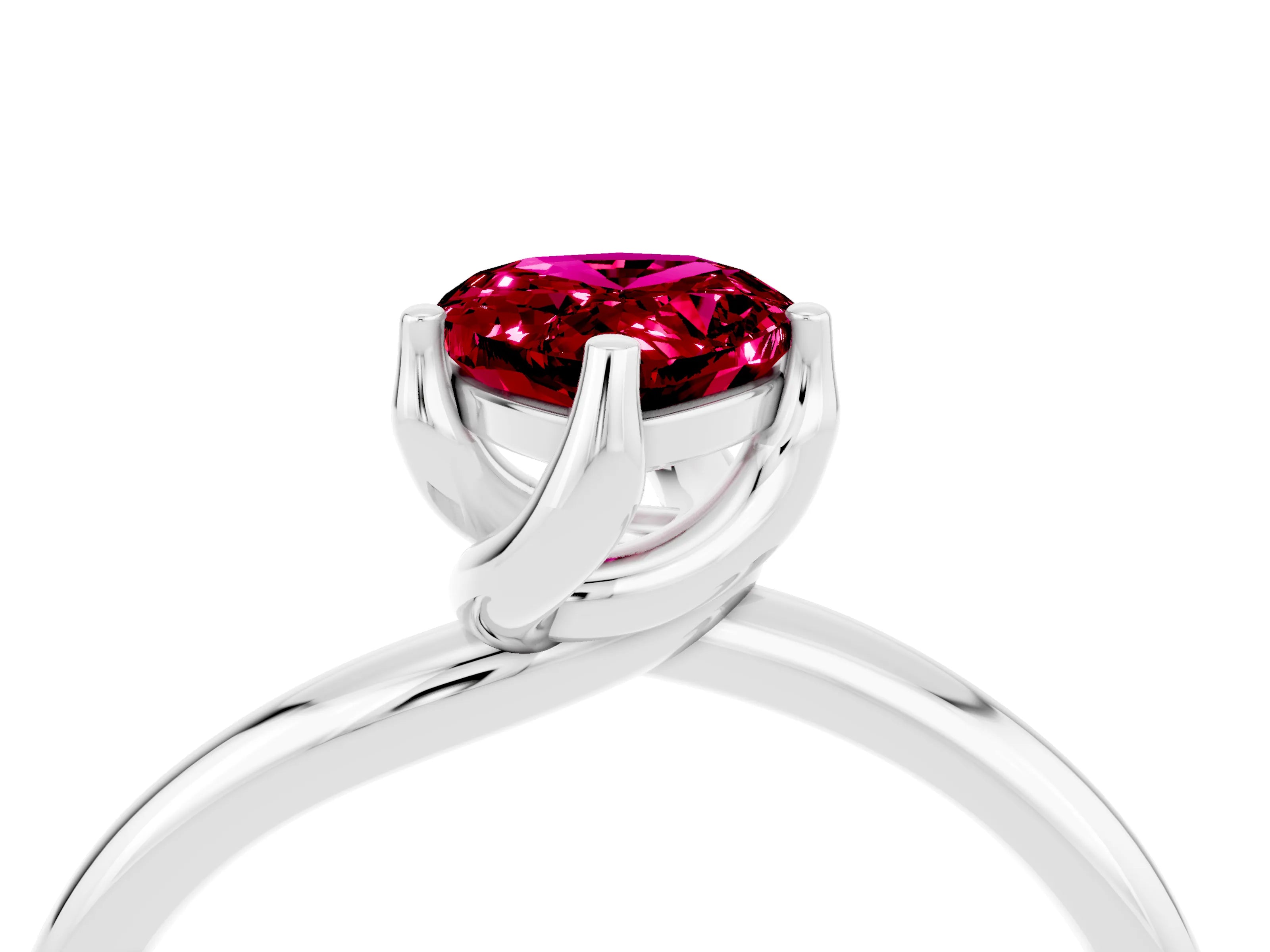White gold Pear Cut Garnet Solitaire Engagement Ring with Four-Prong Setting and Classic Band_16