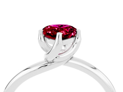 White gold Pear Cut Garnet Solitaire Engagement Ring with Four-Prong Setting and Classic Band_16