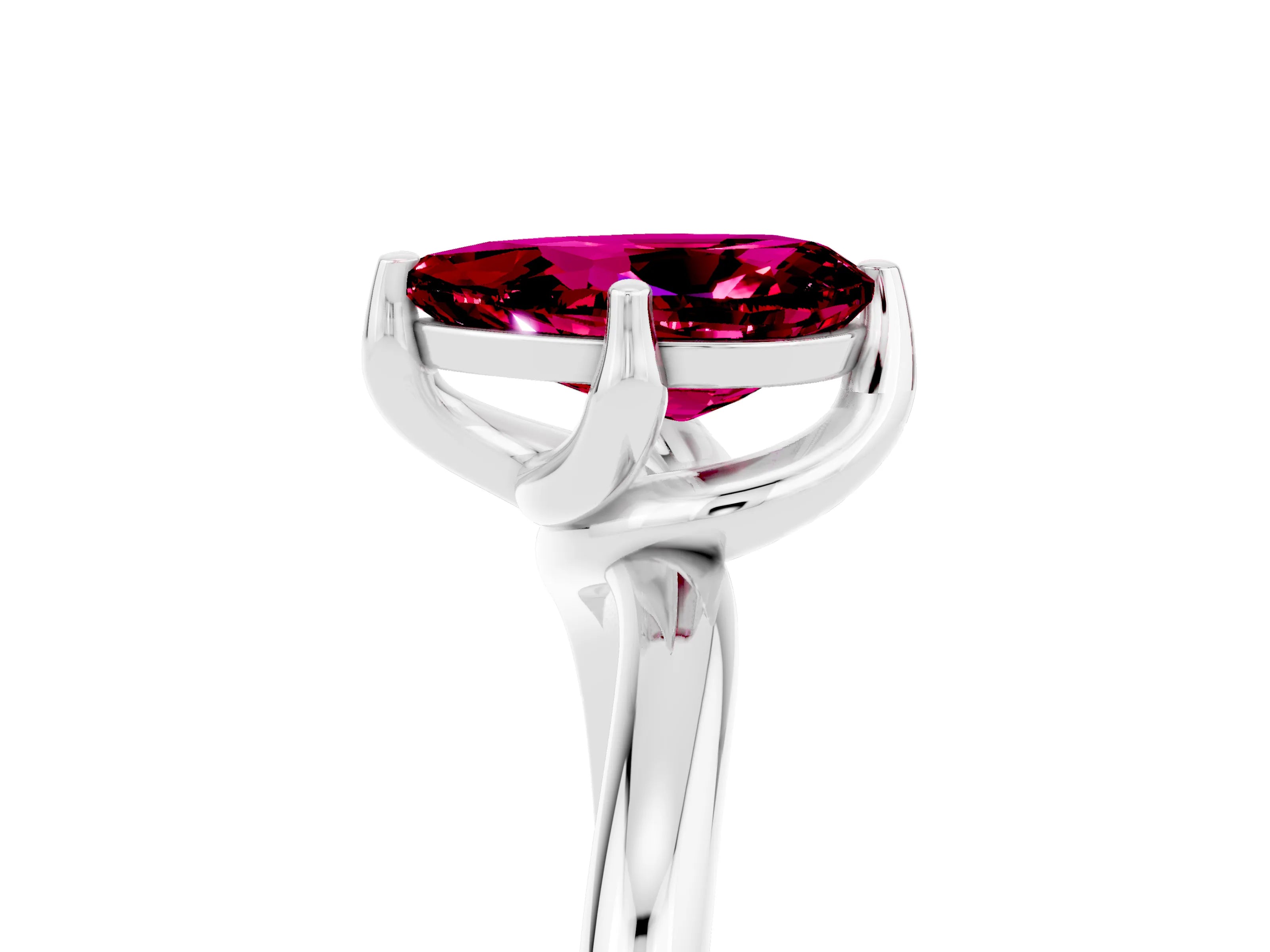 White gold Pear Cut Garnet Solitaire Engagement Ring with Four-Prong Setting and Classic Band_17