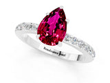 White gold Pear Cut Garnet Solitaire Engagement Ring with Pavé Band and Four-Prong Setting_1