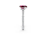 White gold Pear Cut Garnet Solitaire Engagement Ring with Pavé Band and Four-Prong Setting_2