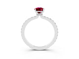 White gold Pear Cut Garnet Solitaire Engagement Ring with Pavé Band and Four-Prong Setting_3