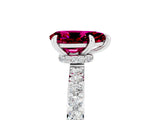 White gold Pear Cut Garnet Solitaire Engagement Ring with Pavé Band and Four-Prong Setting_5