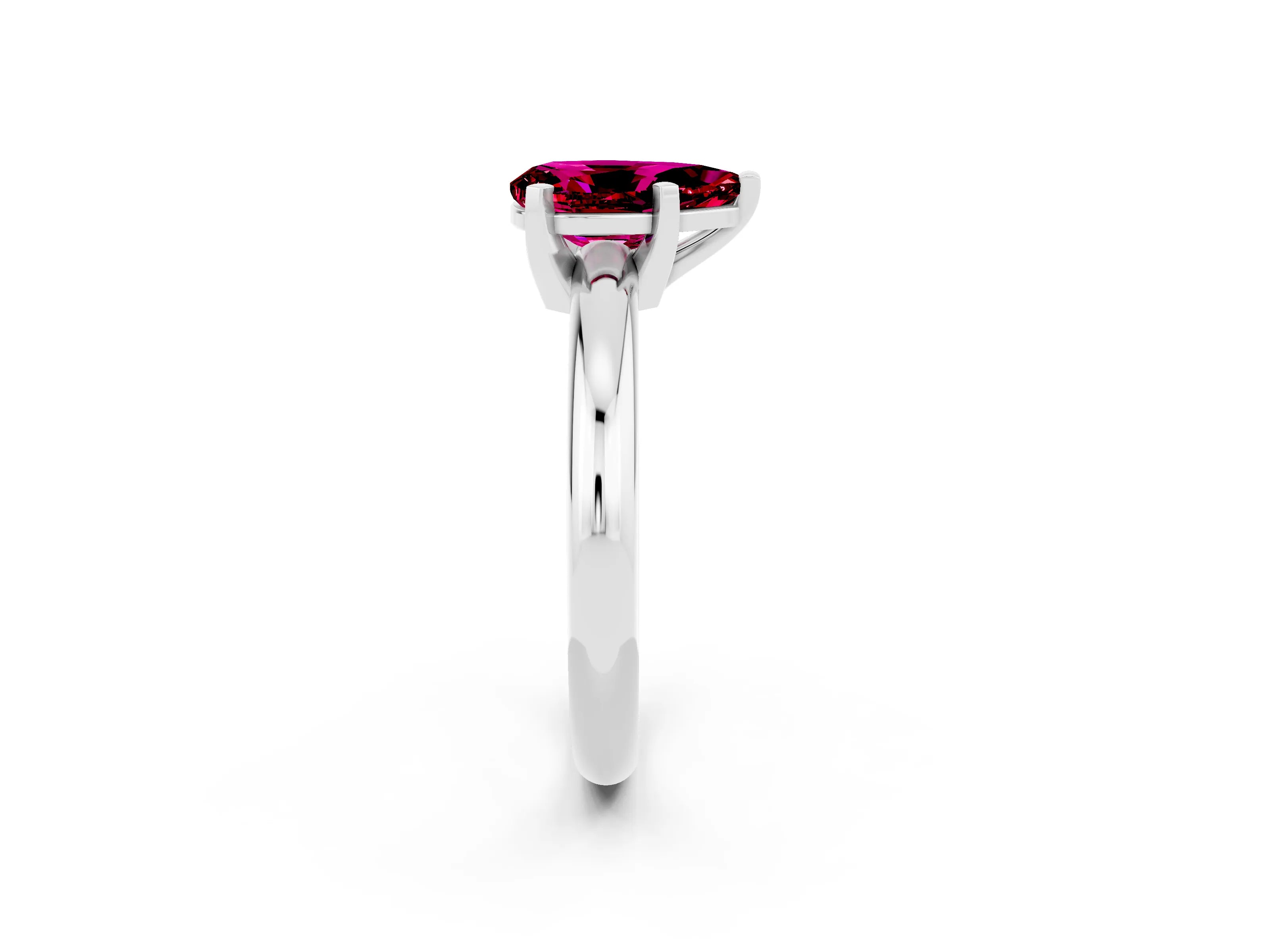 White gold Pear Cut Garnet Solitaire Engagement Ring with Round Band and Four-Prong Setting_26