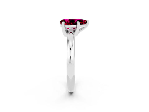 White gold Pear Cut Garnet Solitaire Engagement Ring with Round Band and Four-Prong Setting_26