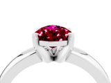 White gold Pear Cut Garnet Solitaire Engagement Ring with Round Band and Four-Prong Setting_28