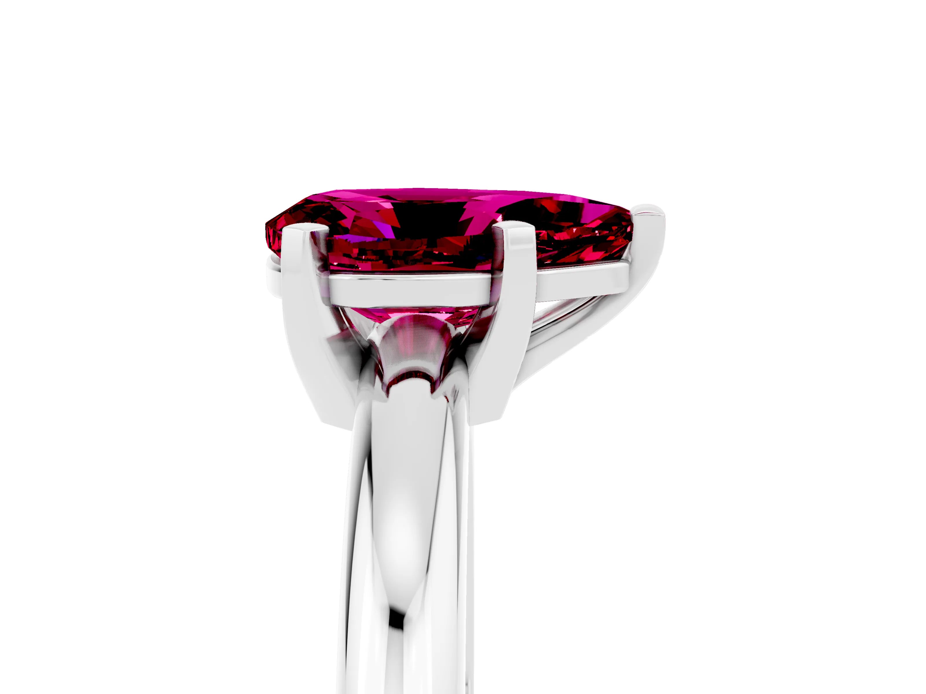 White gold Pear Cut Garnet Solitaire Engagement Ring with Round Band and Four-Prong Setting_29