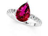 White gold Pear Cut Garnet Solitaire Pavé Band with Four-Prong Setting_1