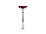 White gold Pear Cut Garnet Solitaire Pavé Band with Four-Prong Setting_2