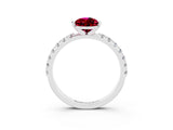 White gold Pear Cut Garnet Solitaire Pavé Band with Four-Prong Setting_3