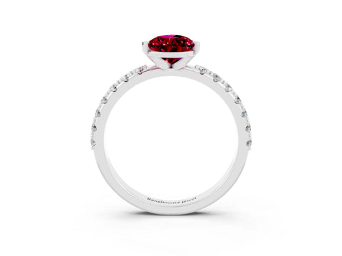 White gold Pear Cut Garnet Solitaire Pavé Band with Four-Prong Setting_3