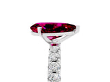 White gold Pear Cut Garnet Solitaire Pavé Band with Four-Prong Setting_5