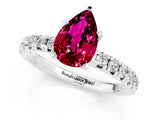 White gold Pear Cut Garnet Solitaire Pavé Engagement Ring with Round Band and Prong Setting_13
