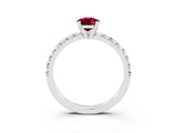 White gold Pear Cut Garnet Solitaire Pavé Engagement Ring with Round Band and Prong Setting_15