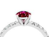 White gold Pear Cut Garnet Solitaire Pavé Engagement Ring with Round Band and Prong Setting_16