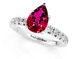 White gold Pear Cut Garnet Solitaire Pavé Engagement Ring with Round Band and Prong Setting_67