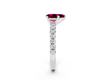 White gold Pear Cut Garnet Solitaire Pavé Engagement Ring with Round Band and Prong Setting_68