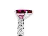 White gold Pear Cut Garnet Solitaire Pavé Engagement Ring with Round Band and Prong Setting_71