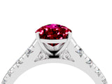 White gold Pear Cut Garnet Solitaire Ring with Cathedral Setting and Pavé Band_4