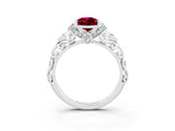 White gold Pear Cut Garnet Solitaire Ring with Filigree Band and Four-Prong Setting_71