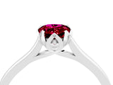 White gold Pear Cut Garnet Solitaire Ring with Flower Prong Setting and Classic Band_52