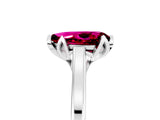 White gold Pear Cut Garnet Solitaire Ring with Flower Prong Setting and Classic Band_53