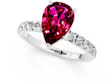 White gold Pear Cut Garnet Solitaire Ring with Pavé Accents and Four-Prong Setting_1