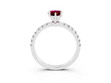 White gold Pear Cut Garnet Solitaire Ring with Pavé Accents and Four-Prong Setting_3