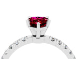 White gold Pear Cut Garnet Solitaire Ring with Pavé Accents and Four-Prong Setting_4