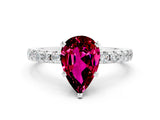 White gold Pear Cut Garnet Solitaire Ring with Pavé Band and Four-Prong Setting_24