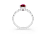 White gold Pear Cut Garnet Solitaire Ring with Pavé Band and Four-Prong Setting_27