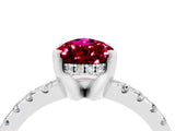 White gold Pear Cut Garnet Solitaire Ring with Pavé Band and Four-Prong Setting_28