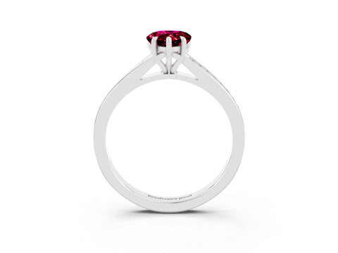 White gold Pear Cut Garnet Solitaire Ring with Pavé Band and Prong Setting_3
