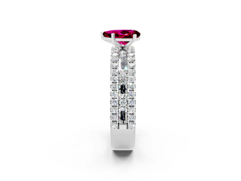White gold Pear Cut Garnet Solitaire Ring with Pavé and Channel Set Band_2