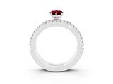 White gold Pear Cut Garnet Solitaire Ring with Pavé and Channel Set Band_3