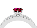 White gold Pear Cut Garnet Solitaire Ring with Pavé and Channel Set Band_4