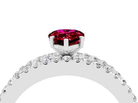 White gold Pear Cut Garnet Solitaire Ring with Pavé and Channel Set Band_4