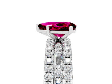 White gold Pear Cut Garnet Solitaire Ring with Pavé and Channel Set Band_5