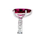 White gold Pear Cut Garnet Solitaire Ring with Pave Band and Four Prong Setting_29