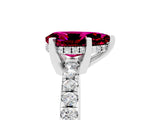 White gold Pear Cut Garnet Solitaire Ring with Round  Pavé Band and Four-Prong Setting_65