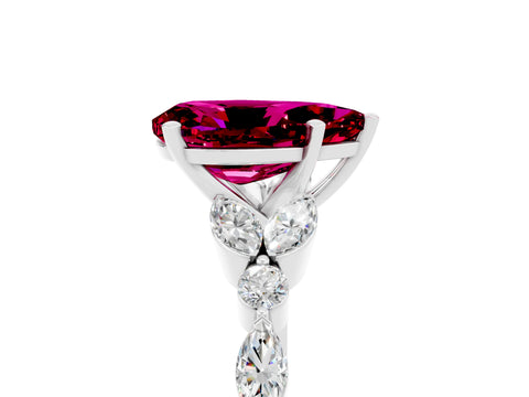 White gold Pear Cut Garnet Solitaire Ring with Side Stones and Four-Prong Setting_53